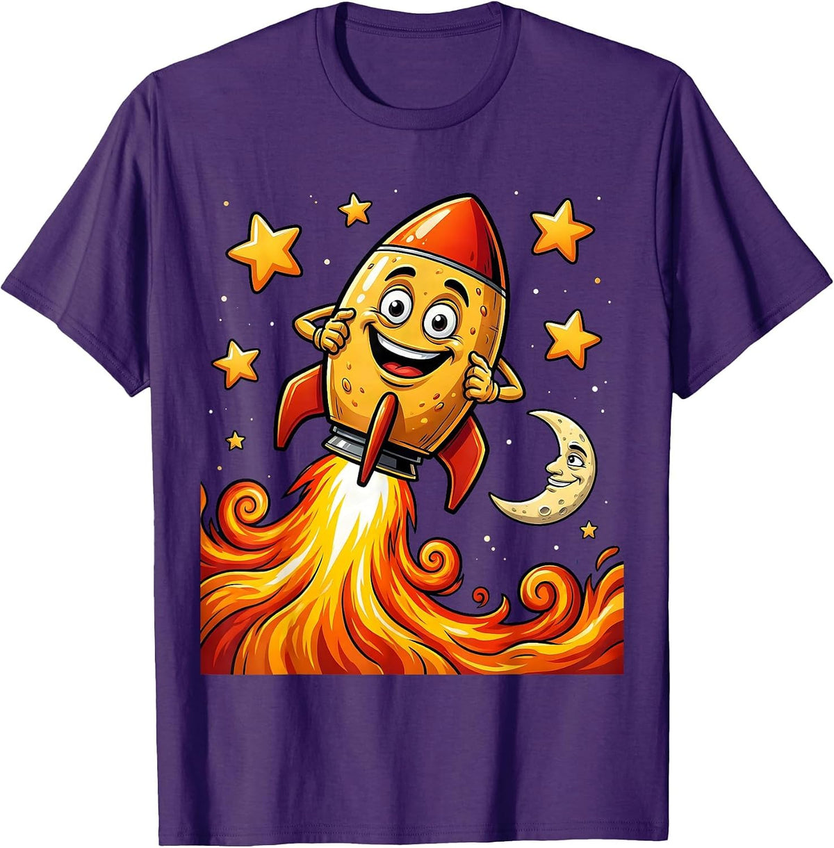 Men's Taco Riding Rocket Ship Through Outer Space T-Shirt - Purple