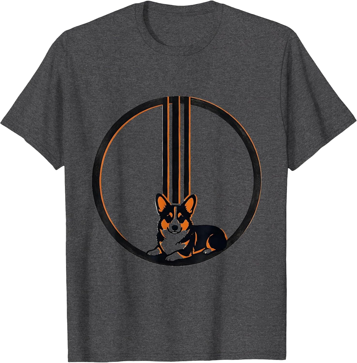 Men's Corgi Minimalist Breed Lover Retro Humor T-Shirt - Dark Heather Grey