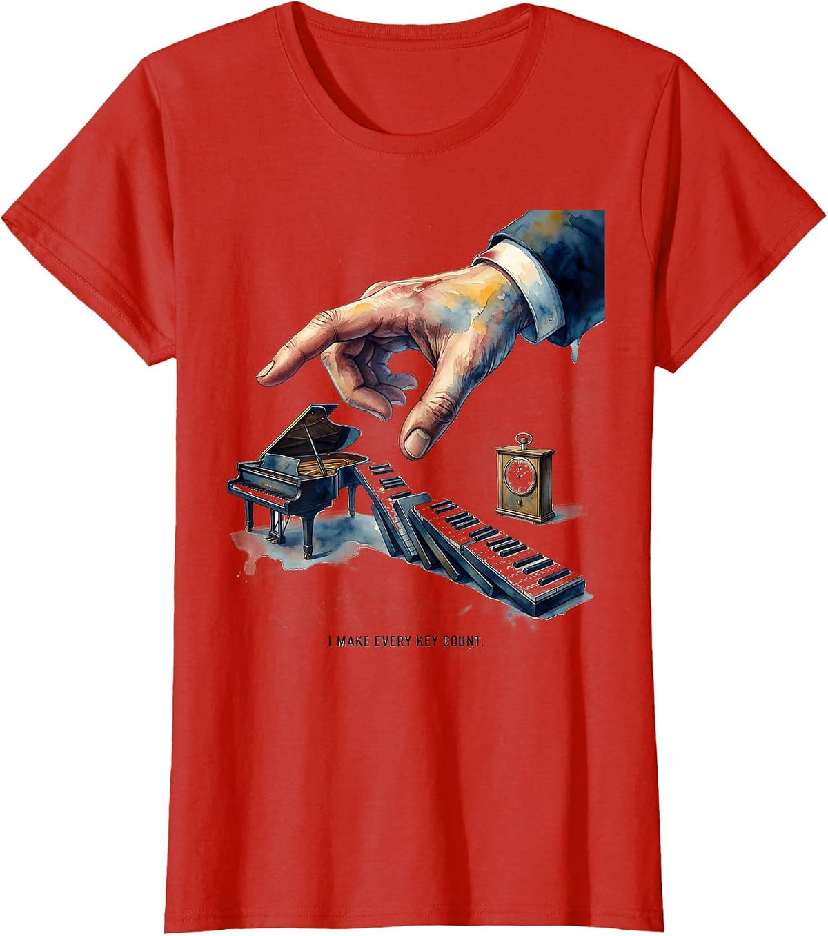 I Make Every Key Count Funny Pianist Piano Teacher Gift T-Shirt - Red