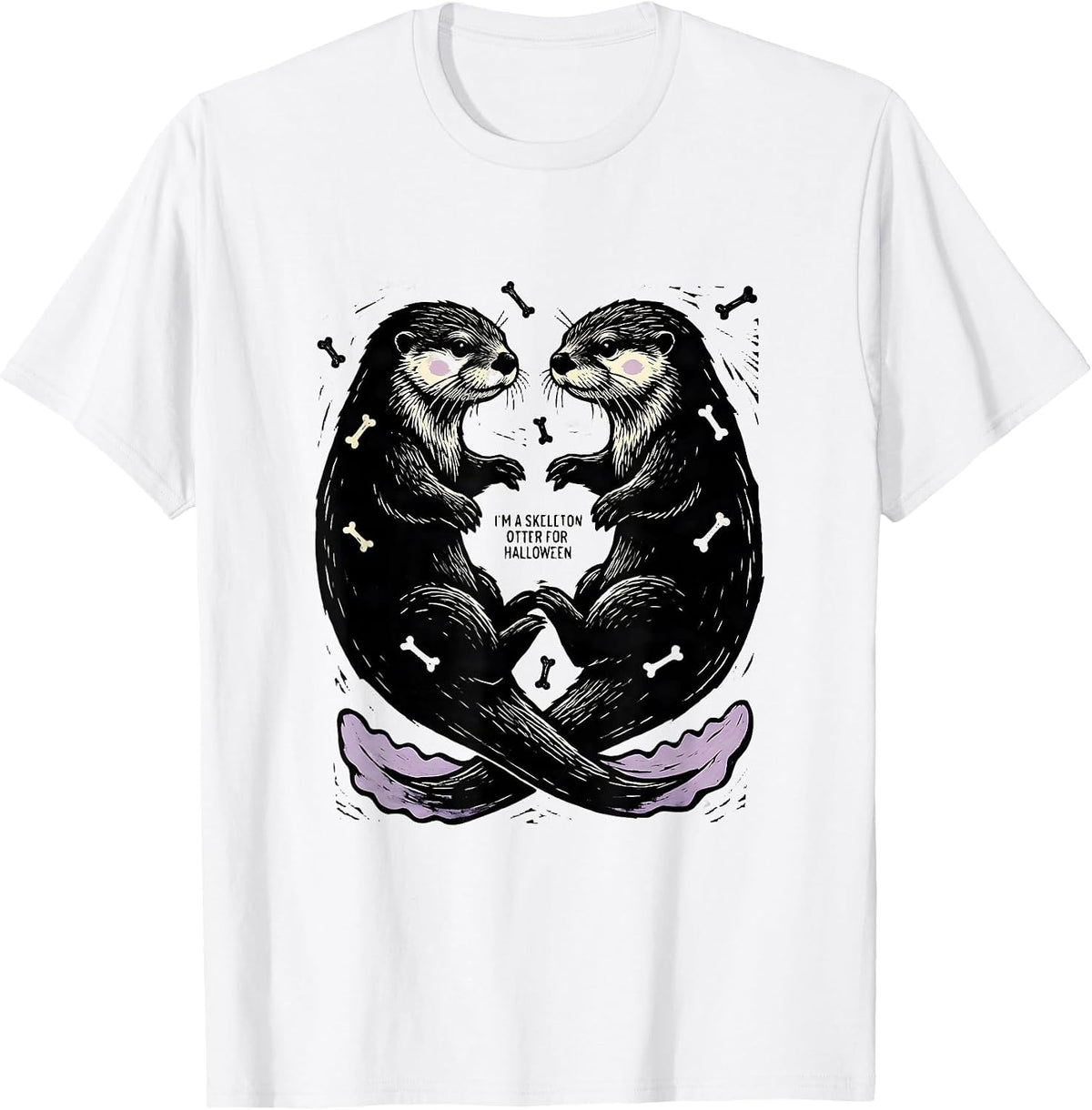 Men's I'm A Skeleton Otter For Halloween Kawaii Pastel-Goth T-Shirt - White