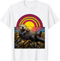 Men's California Sea Otter Floating on Kelp Sunset T-Shirt - White