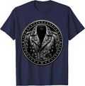 Vintage 1985 Studded Leather Jacket Graphic T-Shirt - Navy Blue