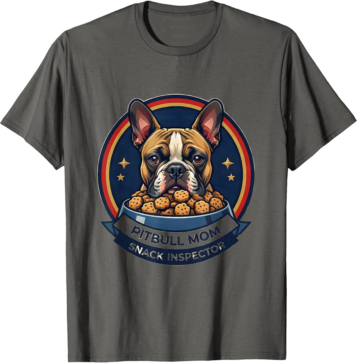 Men's Pitbull Mom Snack Inspector Funny Pitbull Dog Lover Humor T-Shirt - Asphalt Grey