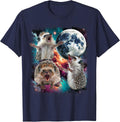Three Hedgehog Moon | 3 Hedgehog Moon Funny Cursed Meme T-Shirt - Navy Blue