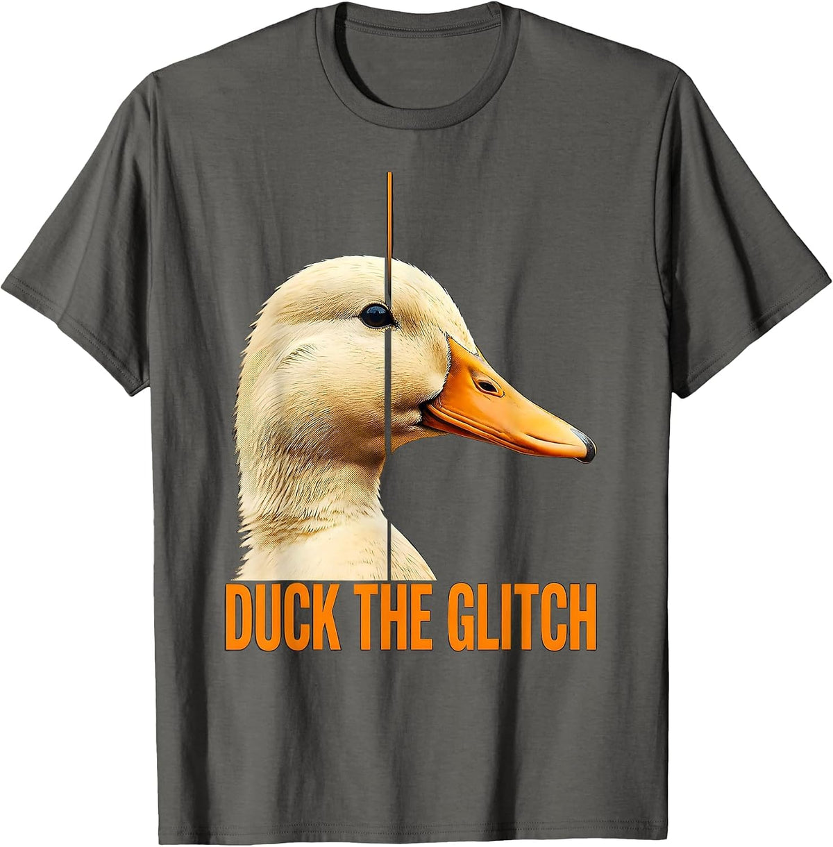 Duck The Glitch Funny Duck Novelty Gift Sarcastic Humor T-Shirt - Asphalt Grey