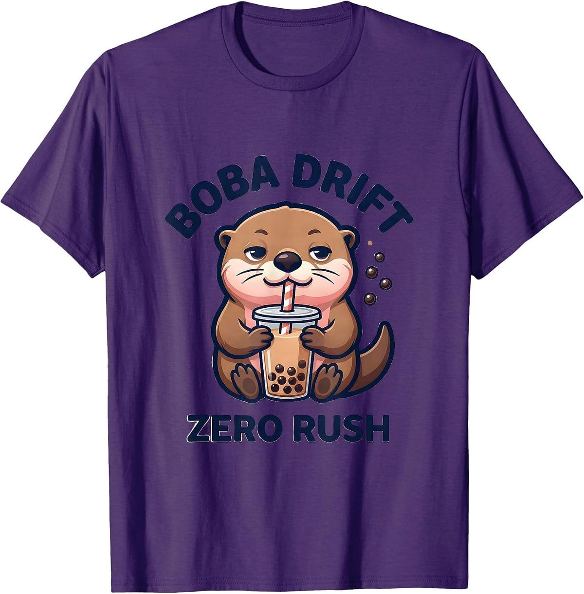 Boba Drift Zero Rush Kawaii Anime Otter Boba Tea Lover T-Shirt - Purple