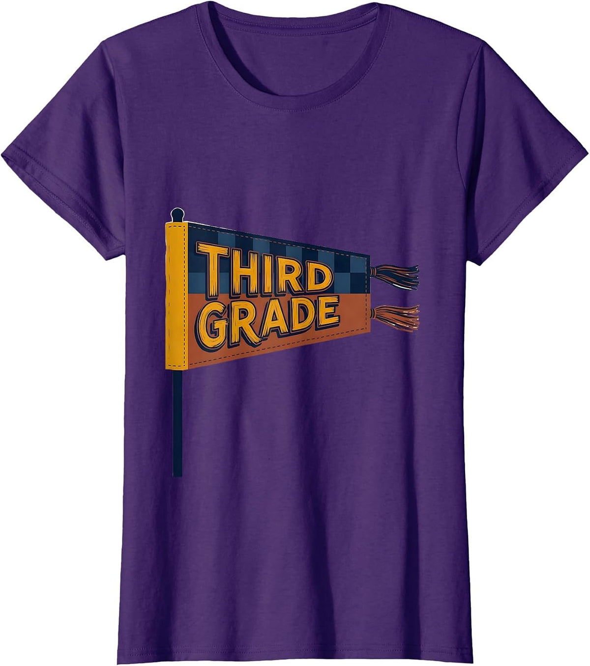 Third Grade Retro Style Back to School Sign Painter Pennant T-Shirt - Purple