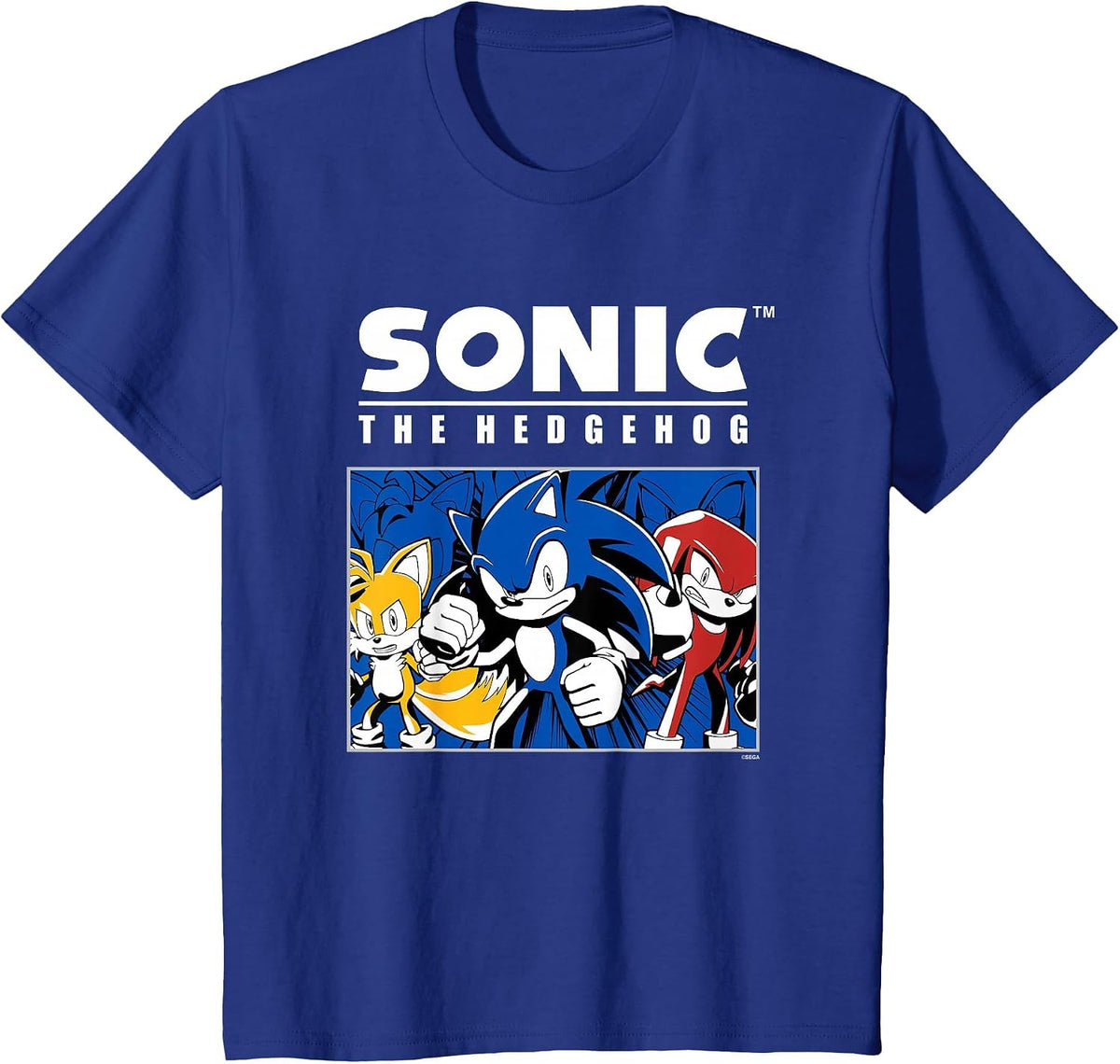 Sonic The Hedgehog Tails Sonic & Knuckles Epic Retro Panel T-Shirt - Royal Blue