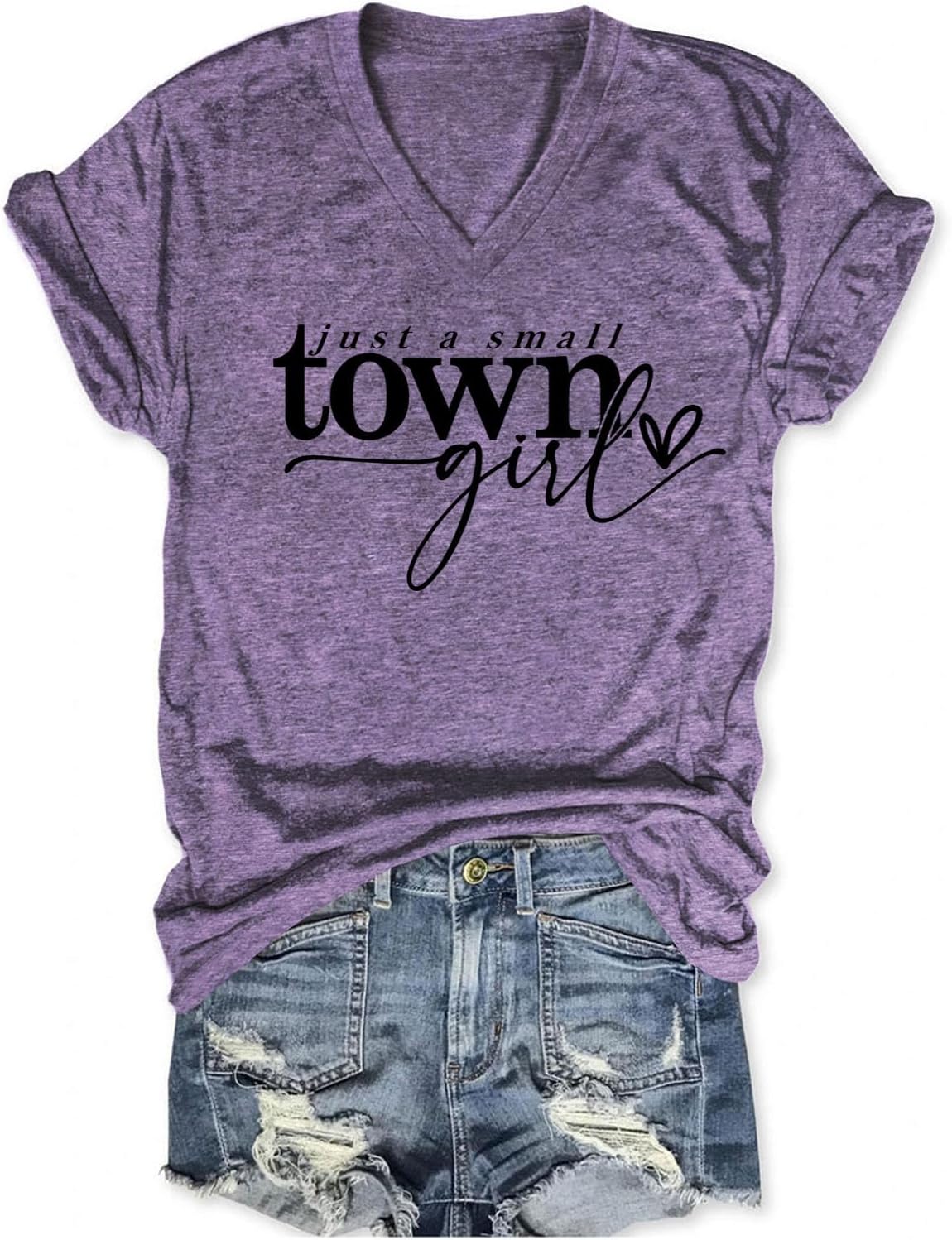 Just A Small Town Girl Tshirts for Women Country Travel T Shirts - Purple