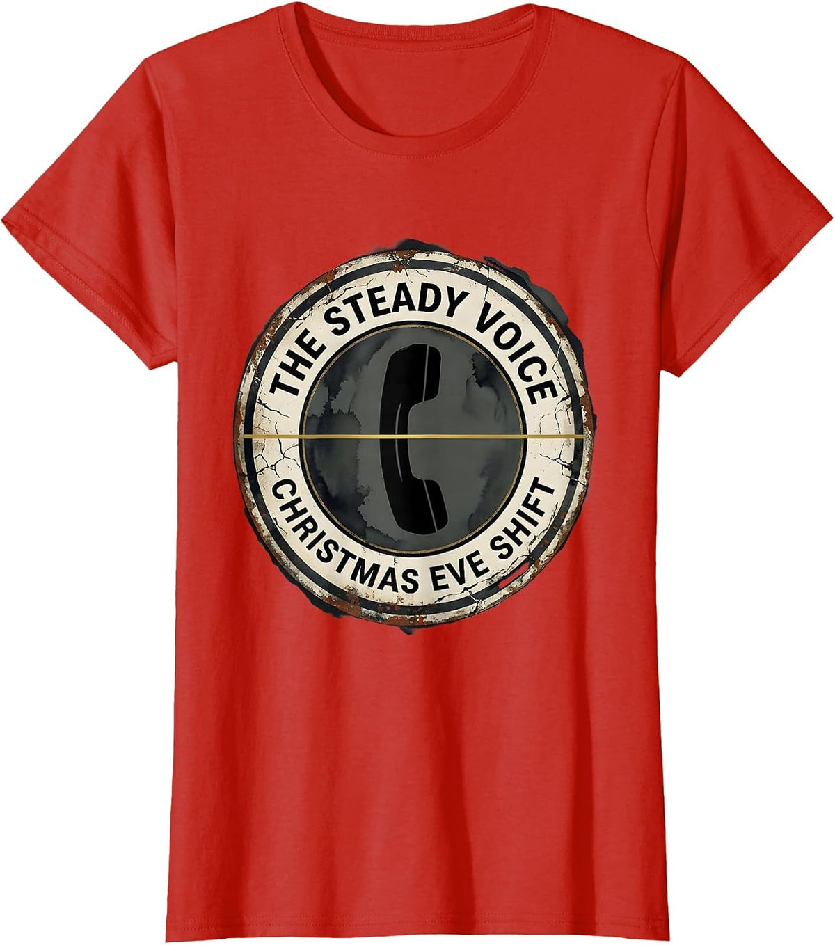 The Steady Voice Christmas Eve Shift Funny 911 Dispatcher T-Shirt - Red