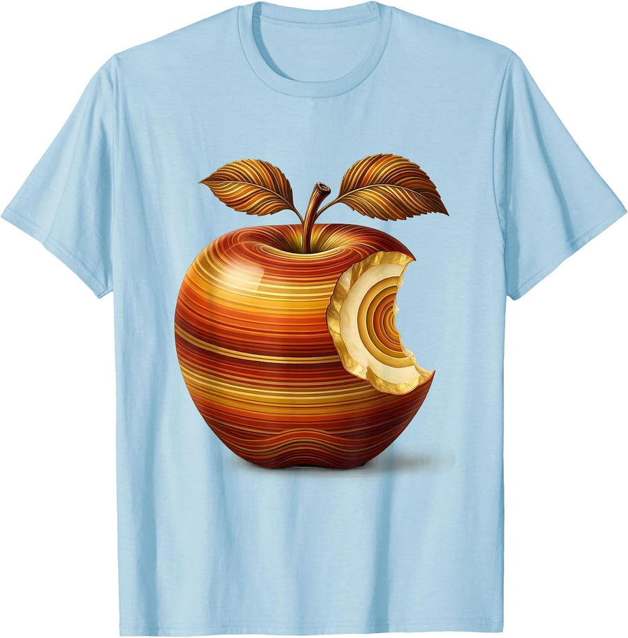 Men's Third Grade Teacher Giant Red Apple Illustration T-Shirt - Baby Blue
