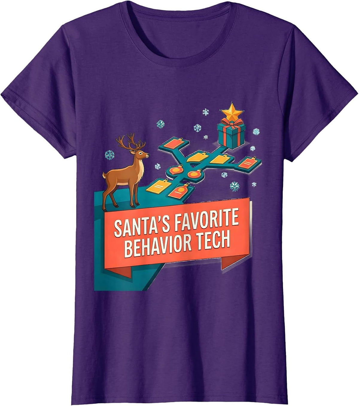 Women's Santa's Favorite Behavior Tech Groovy Occupational Therapy T-Shirt - Purple