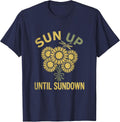 Sun Up Until Sundown Country Girl Design T-Shirt - Navy Blue