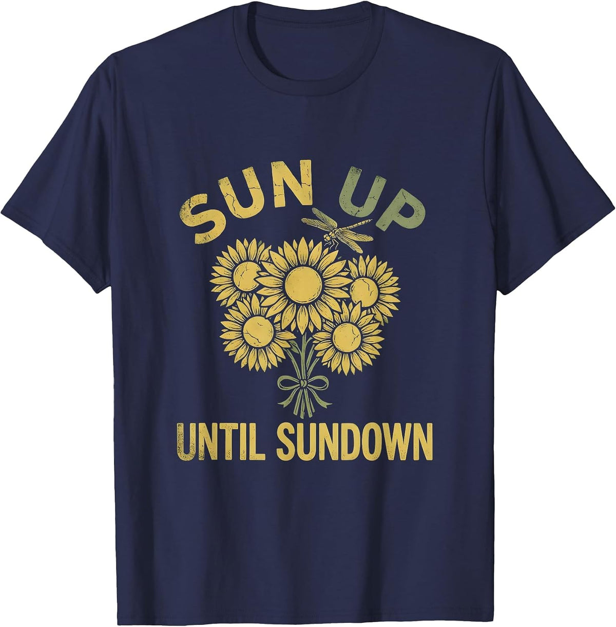 Sun Up Until Sundown Country Girl Design T-Shirt - Navy Blue