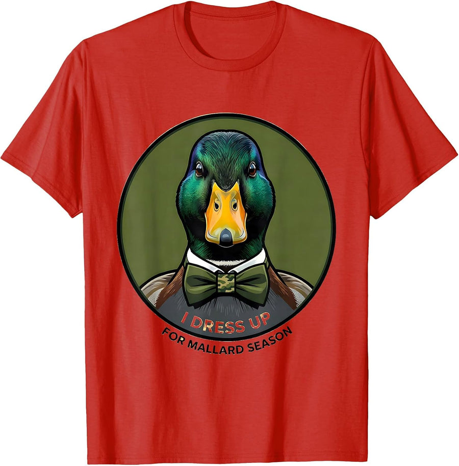 Men's I Dress Up For Mallard Season Vintage Mallard Hunting Season T-Shirt - Red