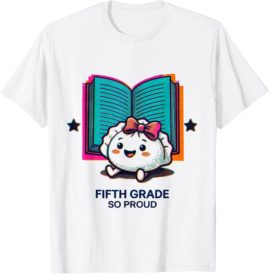 Men's Fifth Grade So Proud Kawaii Dumpling Back to School Girl T-Shirt - White