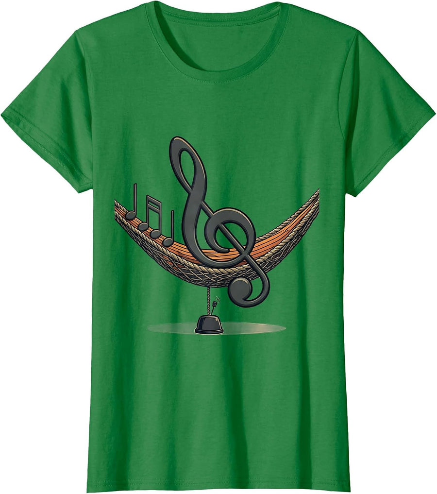Women's Oversized Quarter-Rest Music Lover Humor Illustration T-Shirt - Kelly Green