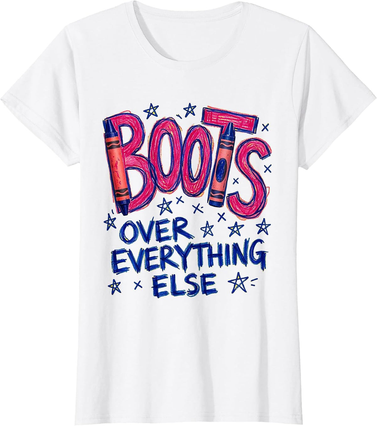 Boots Over Everything Cowboy Western Design T-Shirt - White