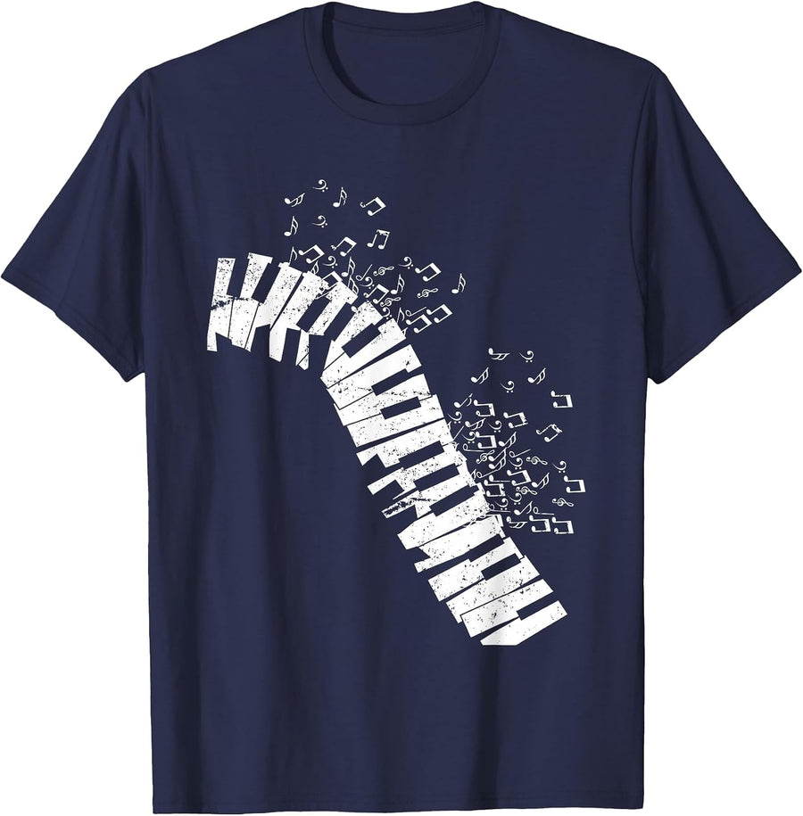 Music Sheet Music Piano T-Shirt - Navy Blue