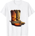 Boots Tell the Story Cowboy Western Design T-Shirt - White