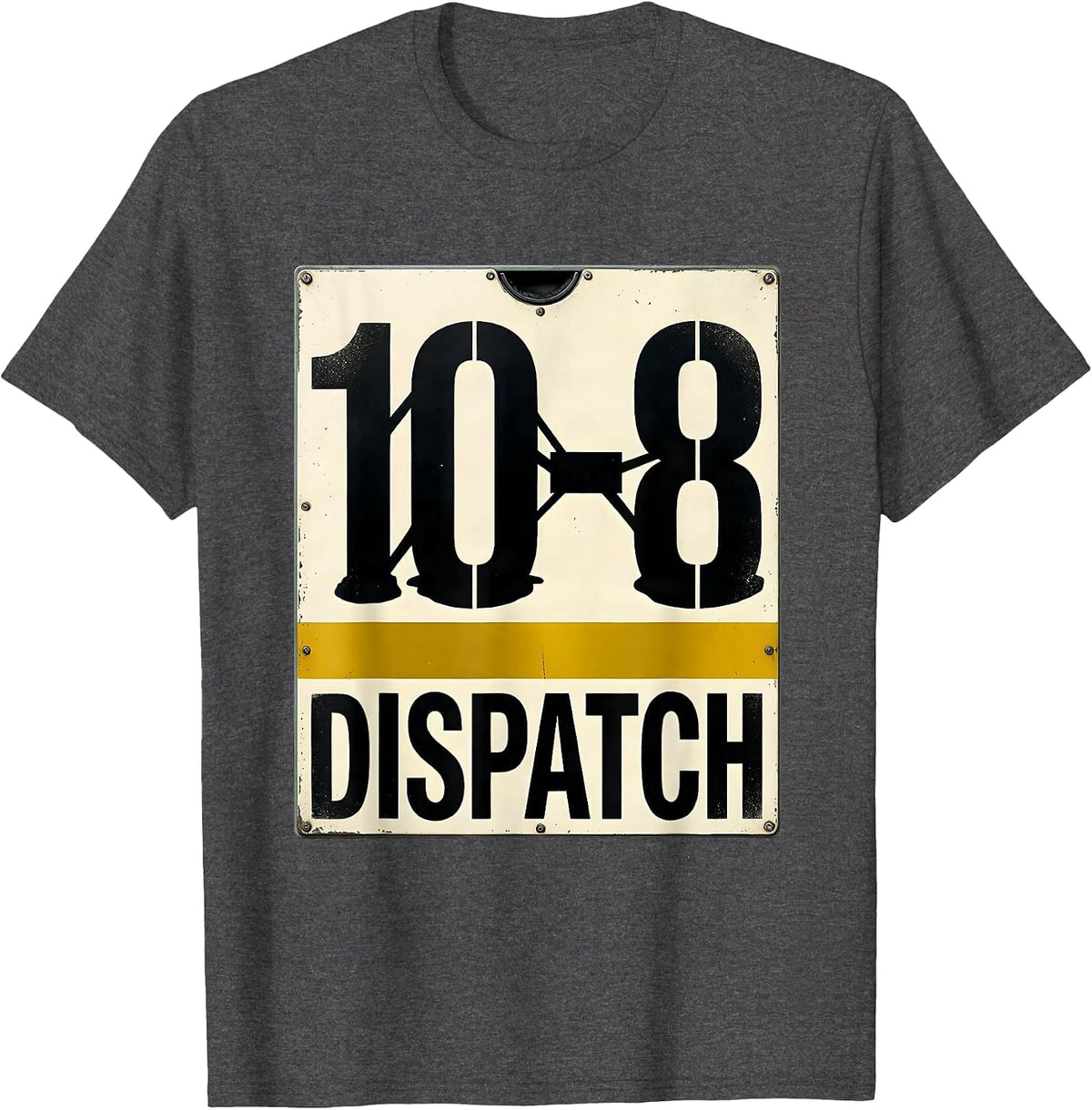 10-8 Dispatch Stencil Graphic 911 Dispatcher Tribute T-Shirt - Dark Heather Grey