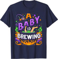 Baby is Brewing Halloween Baby Pregnancy Announcement Mom T-Shirt - Navy Blue