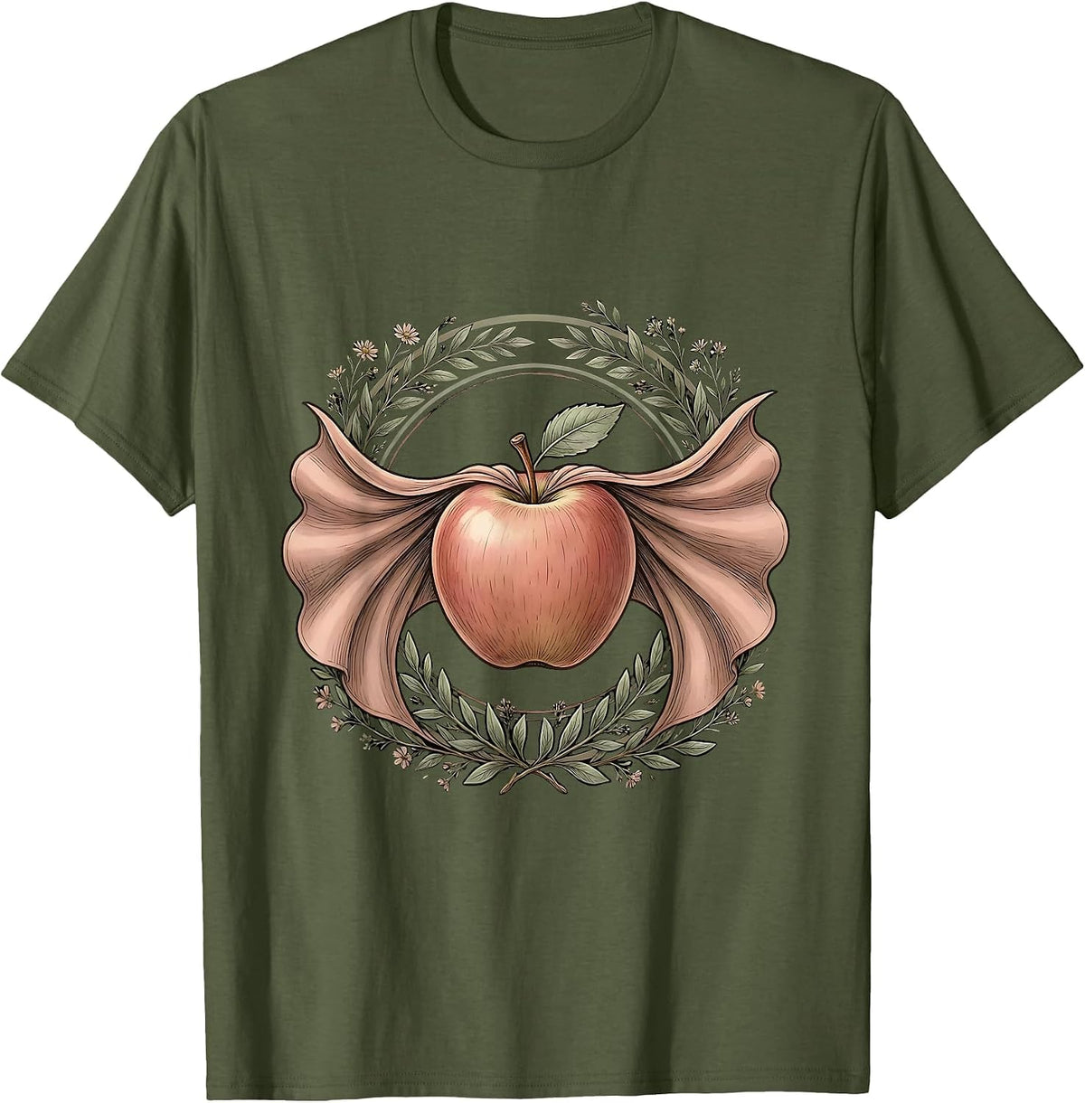 Superhero SPED Teacher Apple Cape Graphic T-Shirt - Olive Green