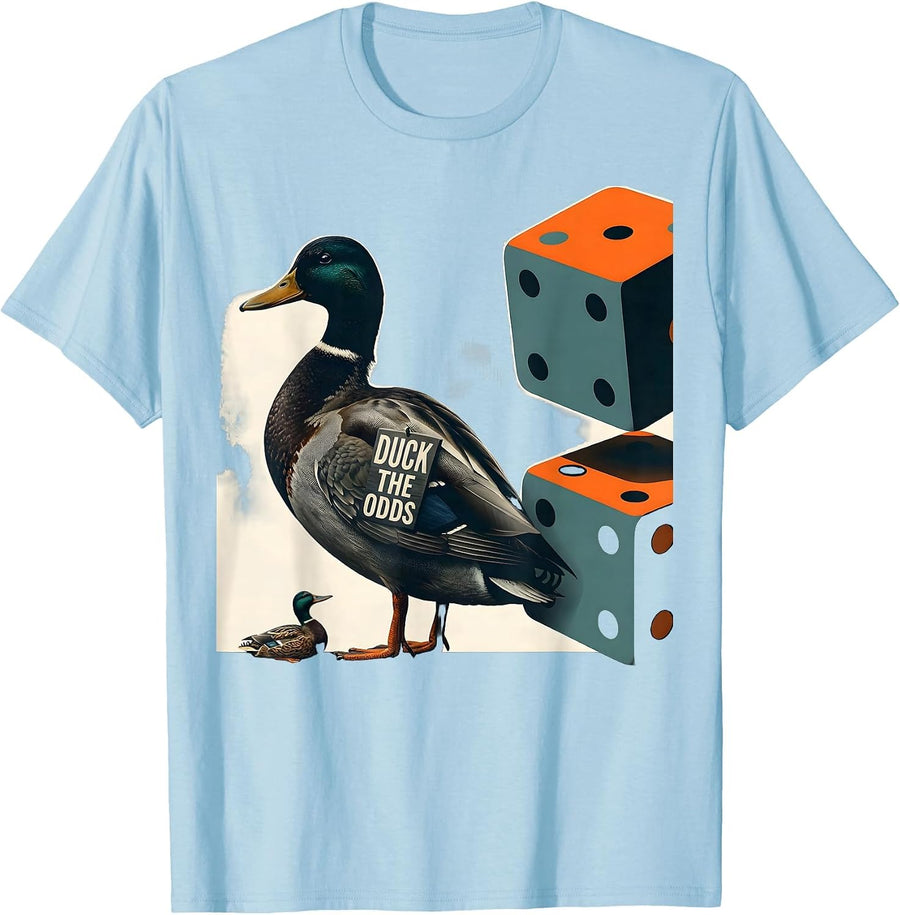 Men's Duck The Odds Funny Duck Hunter Waterfowl Hunting Humor T-Shirt - Baby Blue