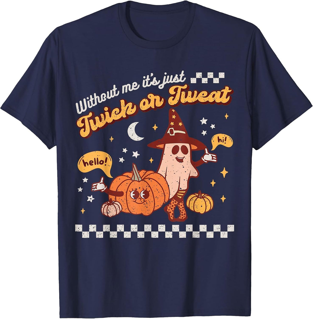 Speech Therapy Retro Spooky Fall Pumpkin Pathologist Season T-Shirt - Navy Blue