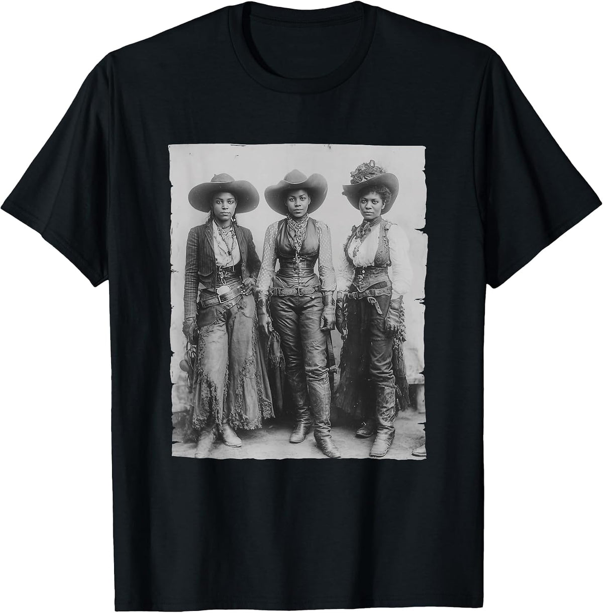 Black African American Cowgirl Western Country Texas Rodeo T-Shirt - Black