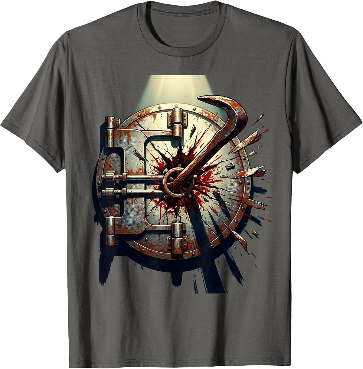 Men's Crowbar Vault Break-In Graphic Design T-Shirt - Asphalt Grey