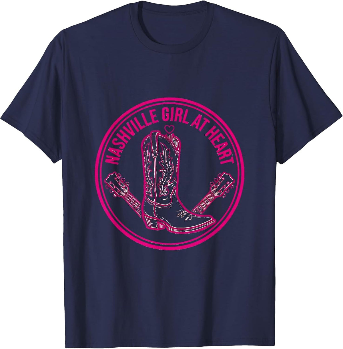 Men's Nashville Girl At Heart Music City Design T-Shirt - Navy Blue
