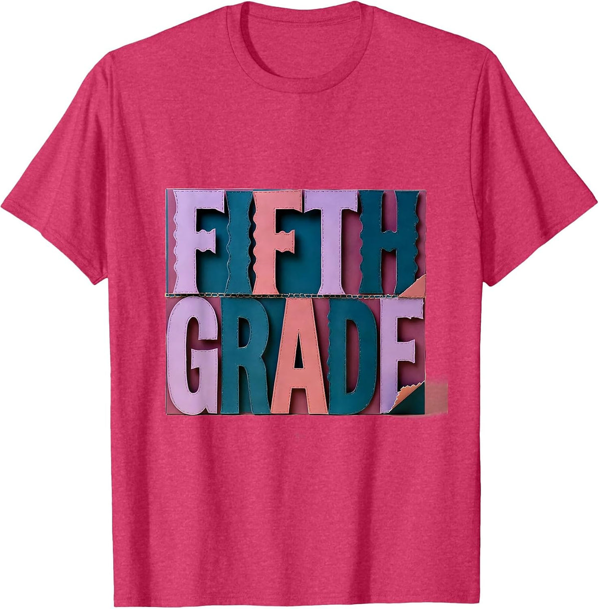 Fifth Grade Cute Paper Cutout Back To School Girls T-Shirt - Red Heather