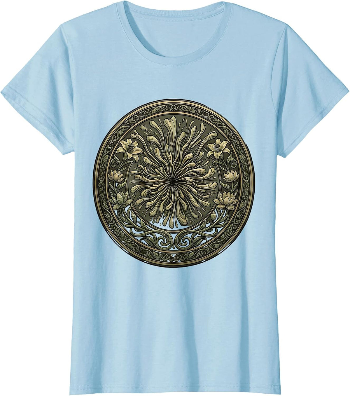 Women's Library Stamp Ink Burst Graphic Design T-Shirt - Baby Blue