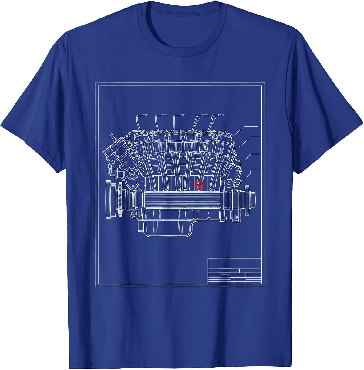 Diesel Engine Blueprint Trucker Mechanic Pickup Driver Humor T-Shirt - Royal Blue