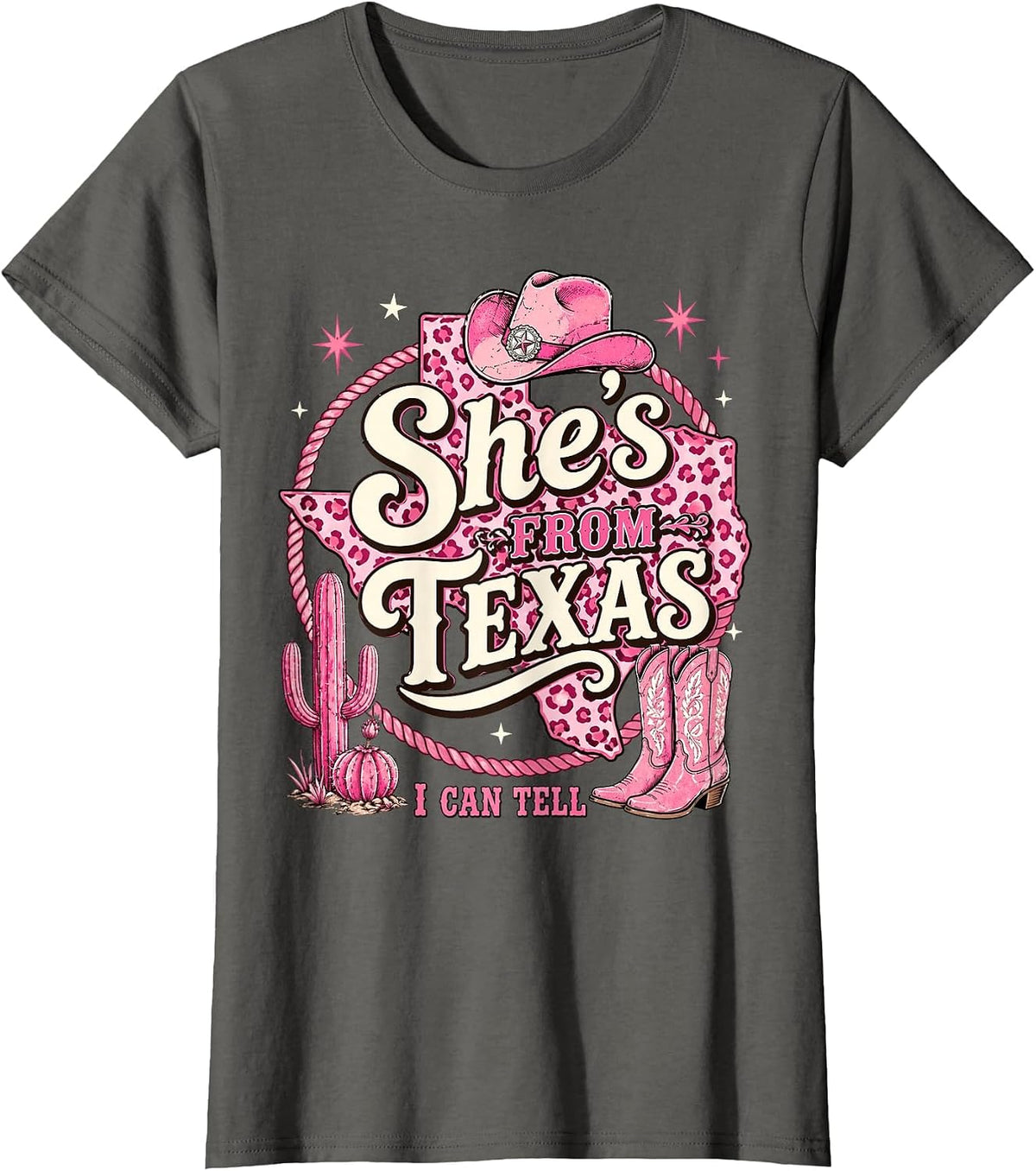 She's from Texas I Can Tell Retro Vintage Texas's Girl Women T-Shirt - Asphalt Grey