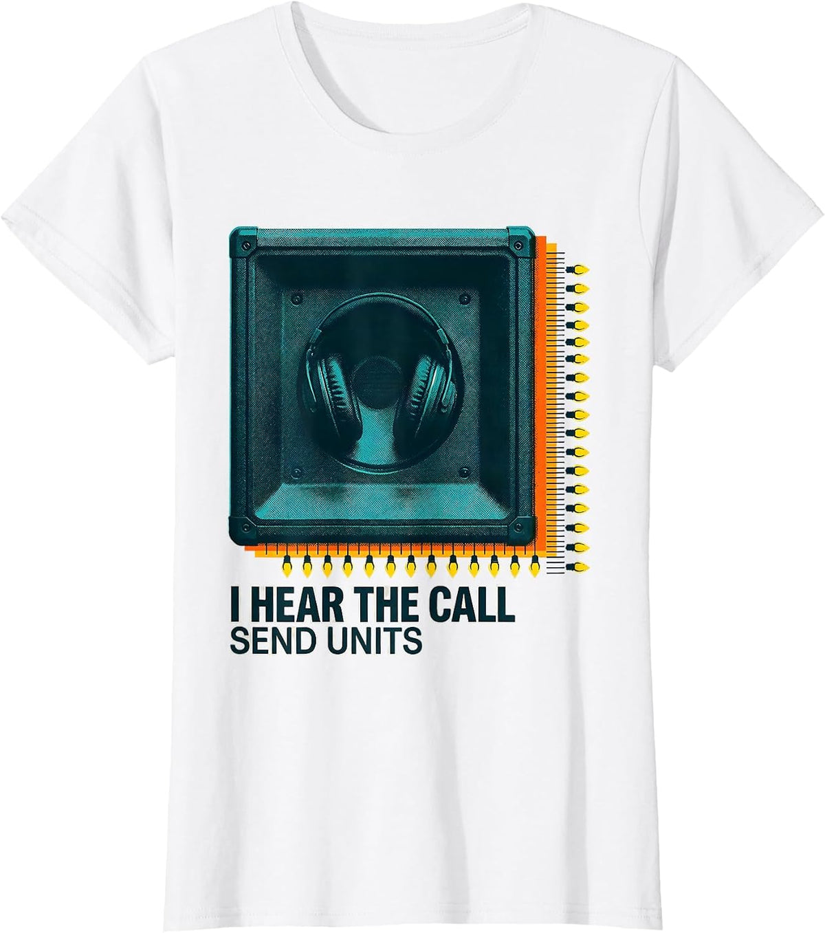 Women's I Hear The Call Send Units Risograph Funny 911 Dispatcher T-Shirt - White