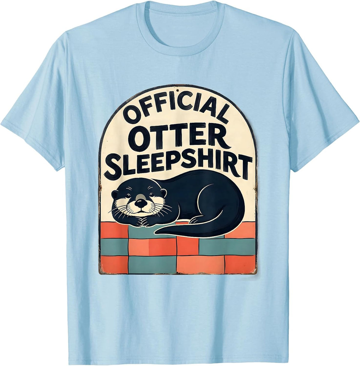 Men's Official Otter Sleepshirt Funny Animal Lover Cozy Nightwear T-Shirt - Baby Blue