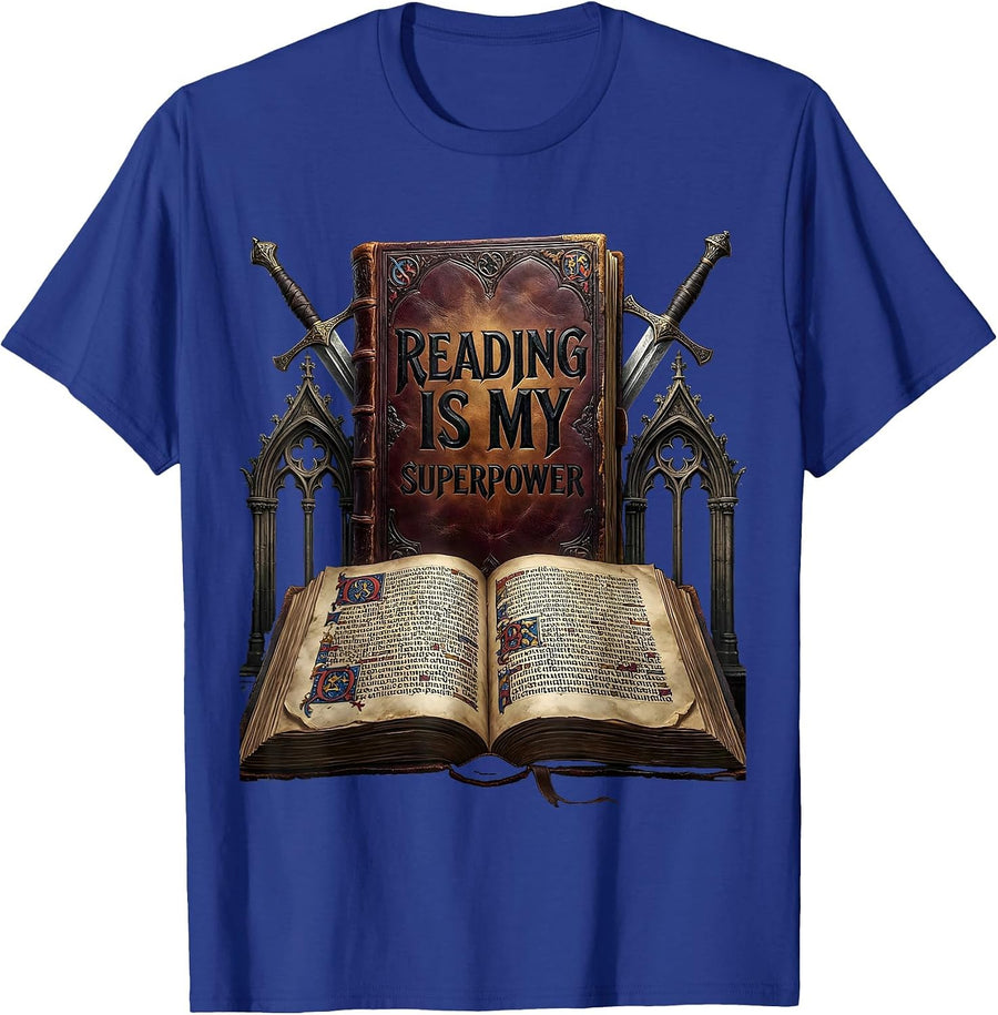 Reading Is My Superpower Book Lover Design T-Shirt - Royal Blue