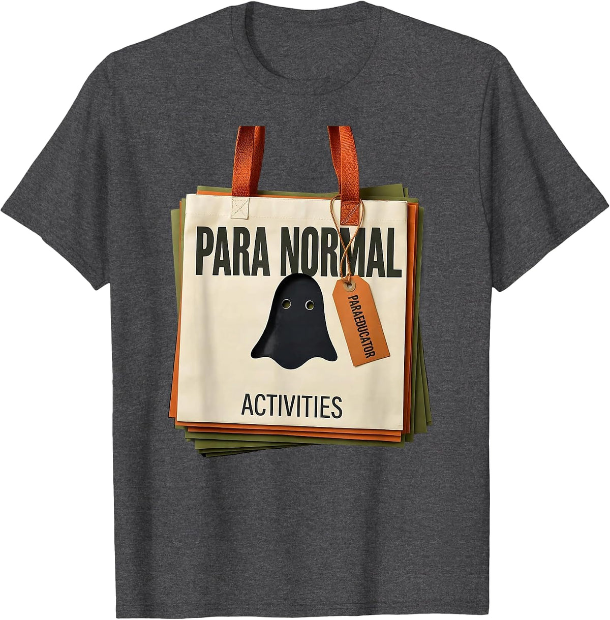 Men's Para Normal Activities Paraeducator Ghost Halloween SpEd T-Shirt - Dark Heather Grey