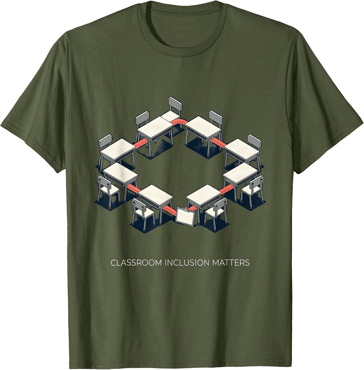 Classroom Inclusion Matters Special Education Teacher Autism T-Shirt - Olive Green