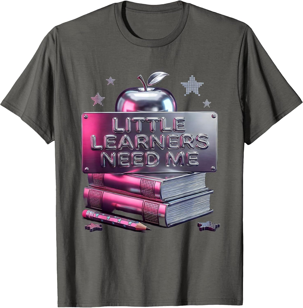 Men's Little Learners Need Me Elementary Teacher Design T-Shirt - Asphalt Grey