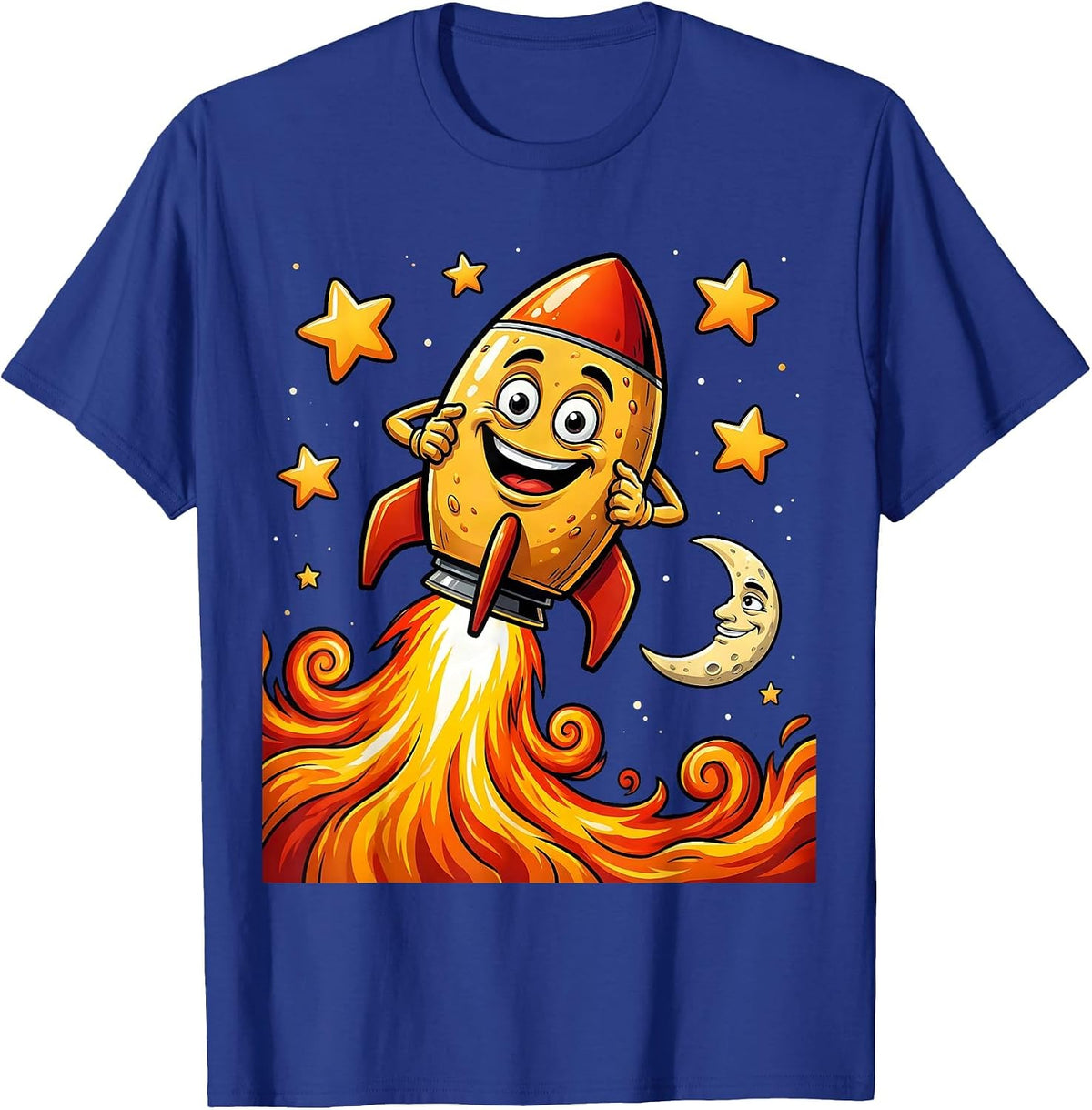 Men's Taco Riding Rocket Ship Through Outer Space T-Shirt - Royal Blue