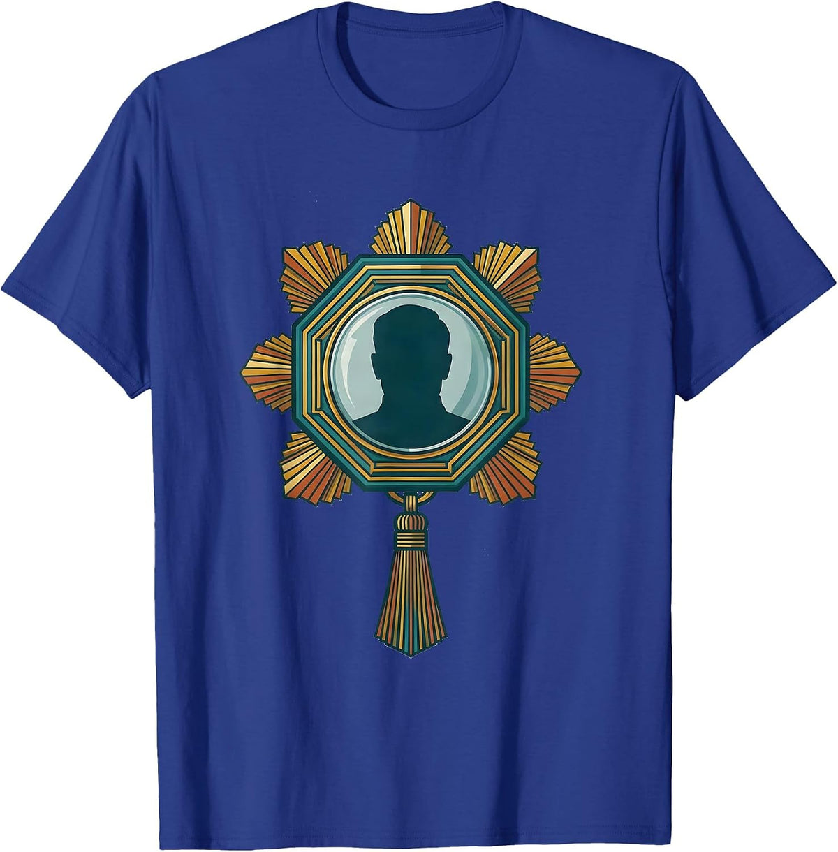 Men's Roaring 1920s Medallion Badge Art Deco Party T-Shirt - Royal Blue