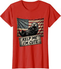 Women's Kelp Me I'm Cute Sea Otter Design T-Shirt - Red