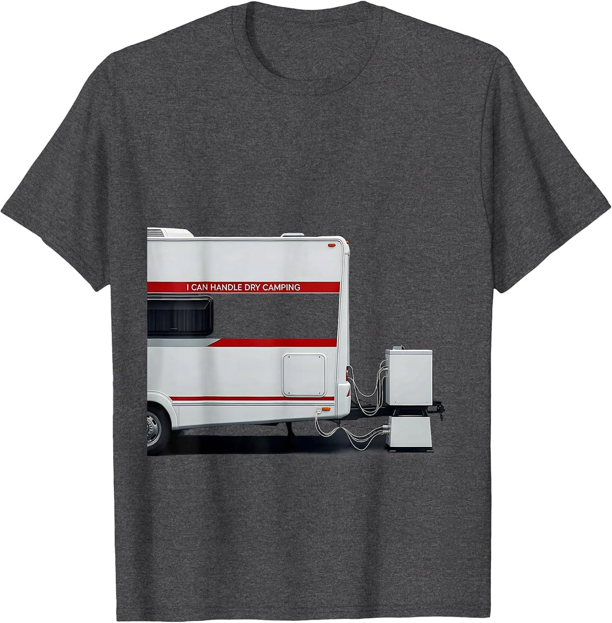 Men's I Can Handle Dry Camping Funny RV Owner Camping Humor T-Shirt - Dark Heather Grey
