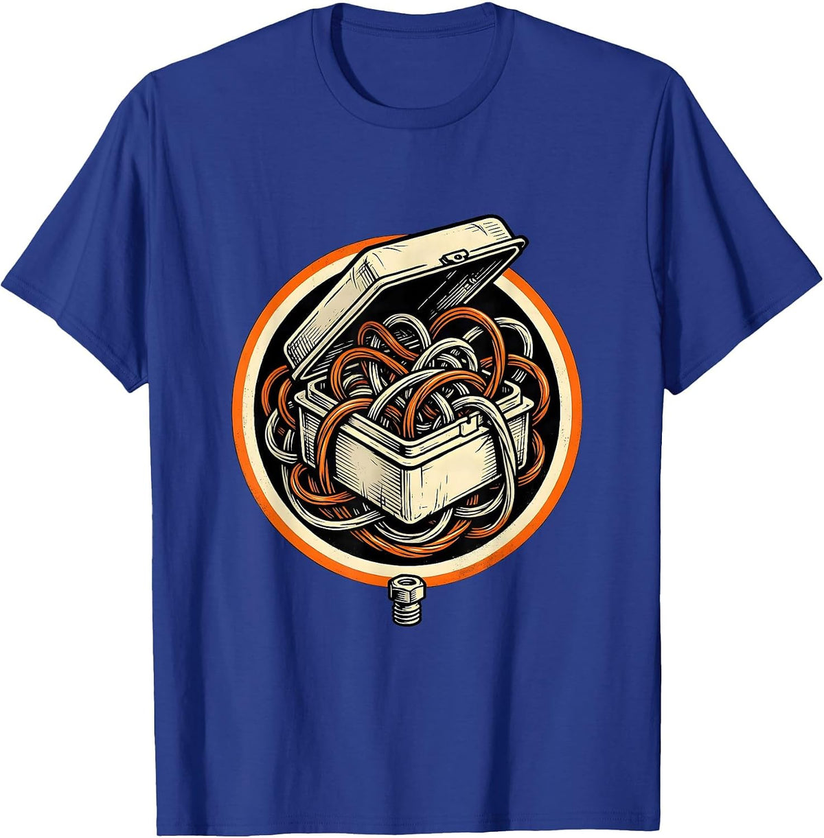 Men's Overstuffed Junction Box Tradesman Electrician Humor T-Shirt - Royal Blue