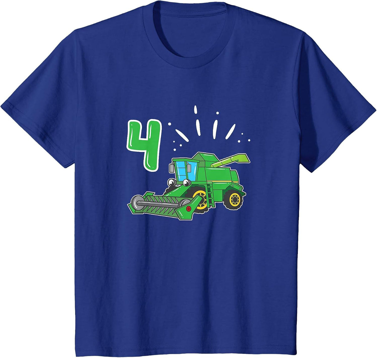 Farmer Bauer Combine Harvester 4 Years Children's Birthday T-Shirt - Royal Blue
