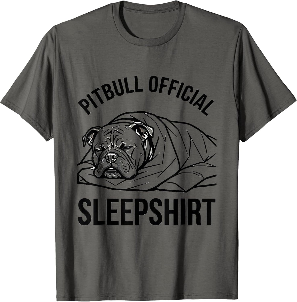 Men's Pitbull Official Sleepshirt Cozy Dog Owner Nightgown T-Shirt - Asphalt Grey