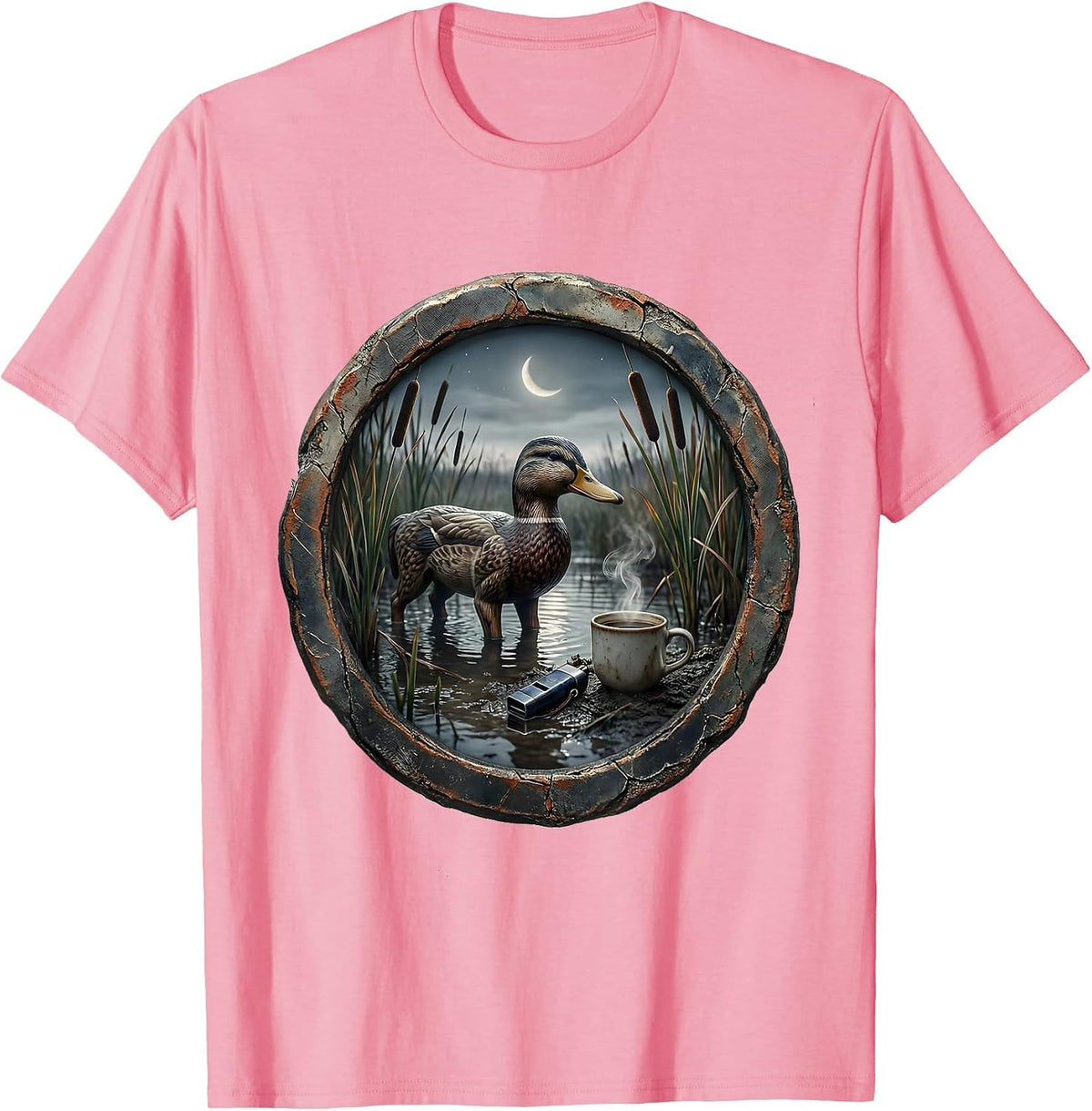 Men's Distressed Duck Hunting Badge Hunting Dad Gift T-Shirt - Pink